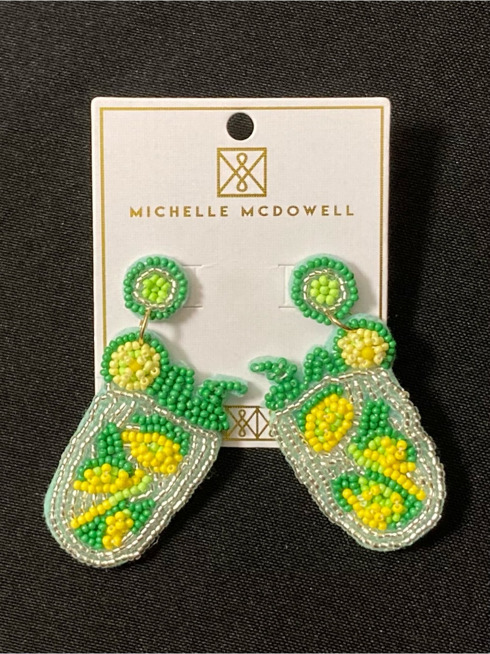 ⭐️ Michelle McDowell Mojito Drink Beaded Dangle Earrings